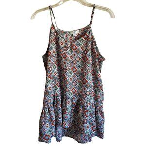Hayden Los Angeles Geometric Artsy Peplum Tank Top Large